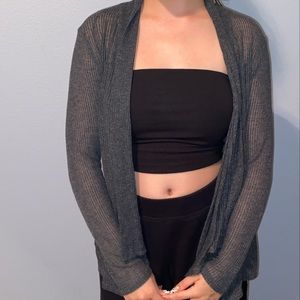 grey cardigan